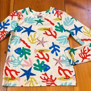 HANNA ANDERSSON 150 Ocean Sea Life Printed Rashguard Sun Shirt Long Sleeve